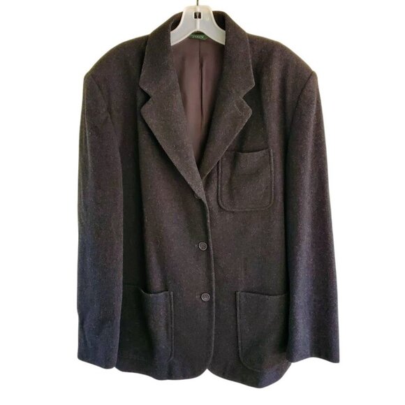 Vintage J. Crew Wool Cashmere Charcoal Gray Blazer Jacket Green Label Large - Picture 1 of 6